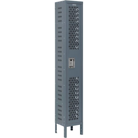 Global Industrial Ventilated Door Locker, 12 in W, 18 in D, 78 in H, Dark Gray 299255